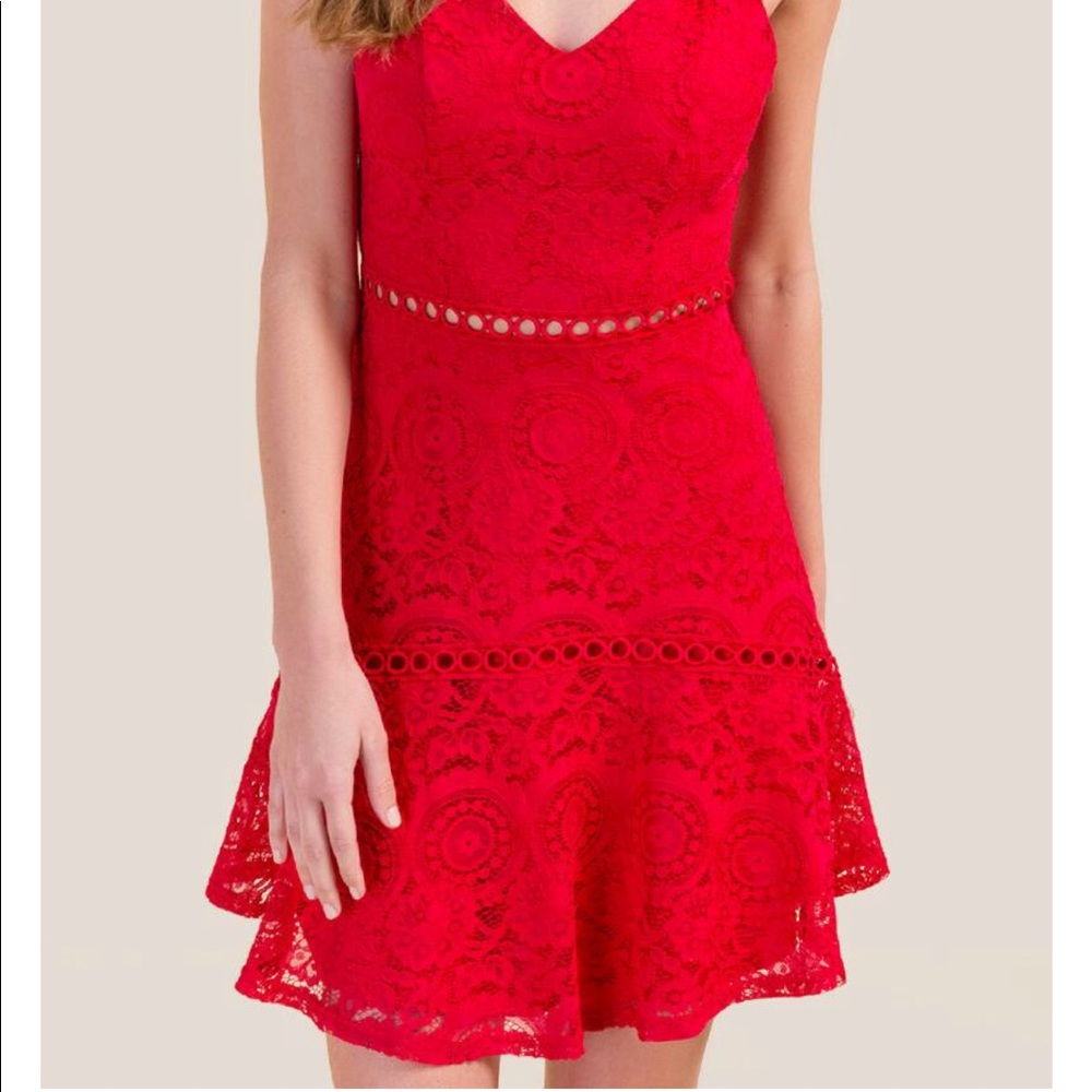 Red Lace Mini Dress